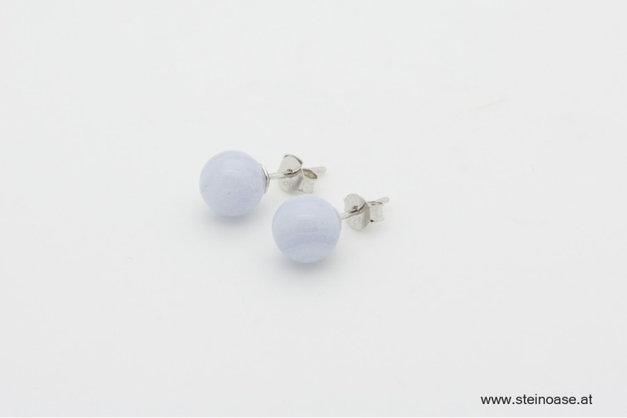 Ohrstecker Chalcedon blau 6mm Silber